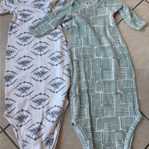 kate quinn Green and White Geometric and Bee Print knotted gown